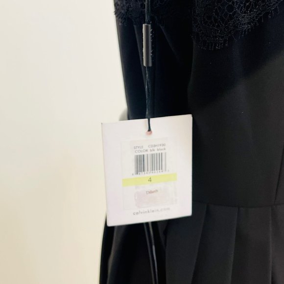 NWT Calvin Klein Black Lace belted classed LBD Dress - size 4 - Picture 8 of 9